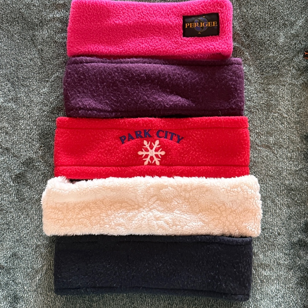 5 Perigee, and Turtle Fur fleece headbands